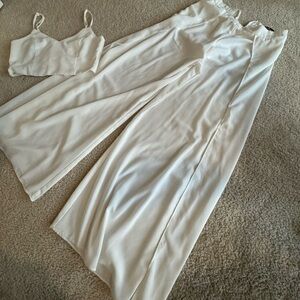 Lulu's White Wide Leg Jumpsuit with Spaghetti Straps